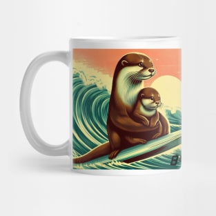 841 with baby pup surfing Mug